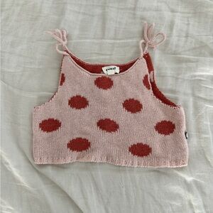 Oeuf Pink and Red Polka Dot Tank Top